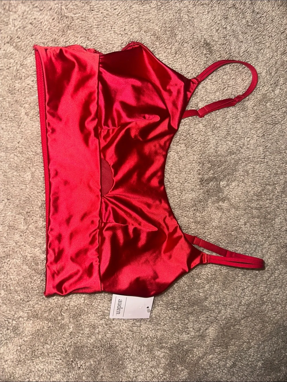 Auden Red Satin Bralette with Adjustable Straps